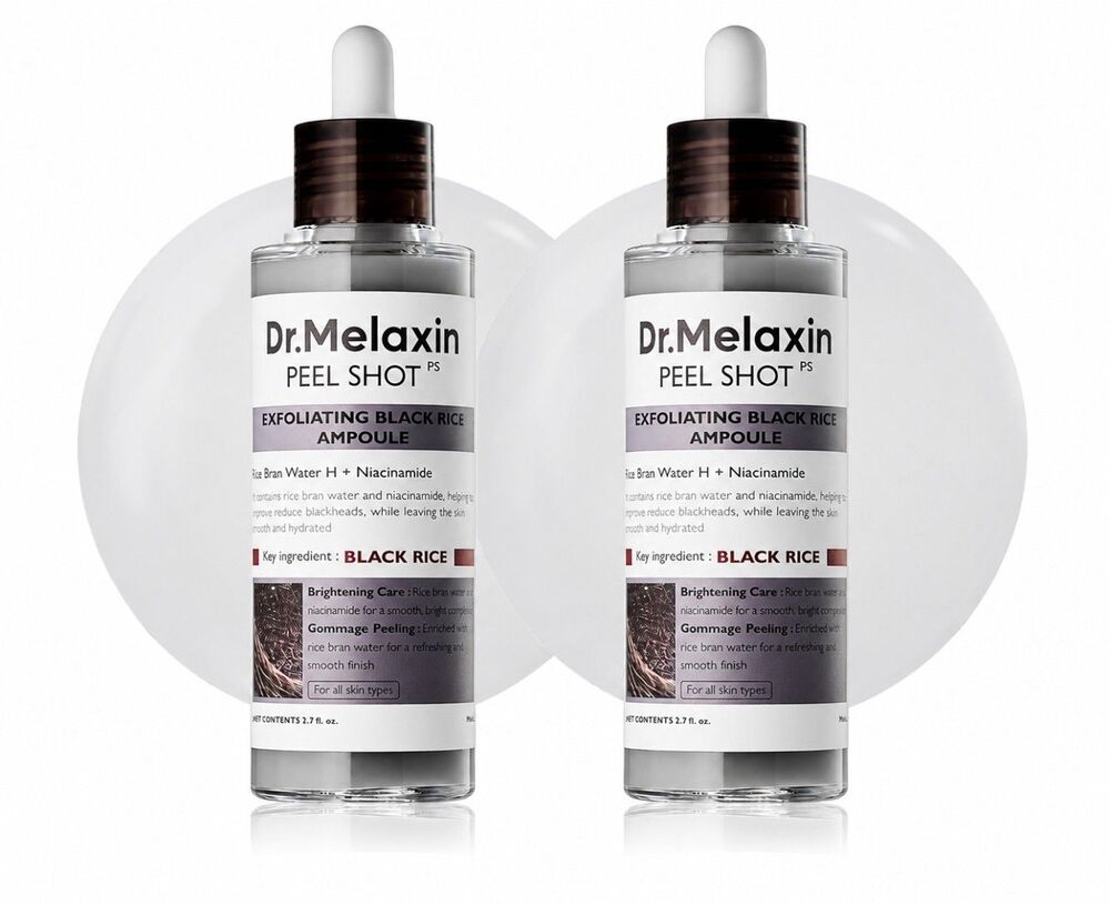 Dr. Melaxin Peel Shot PS Exfoliating Black Rice Ampoule 2.7oz Lot of 2 EXP 12/20